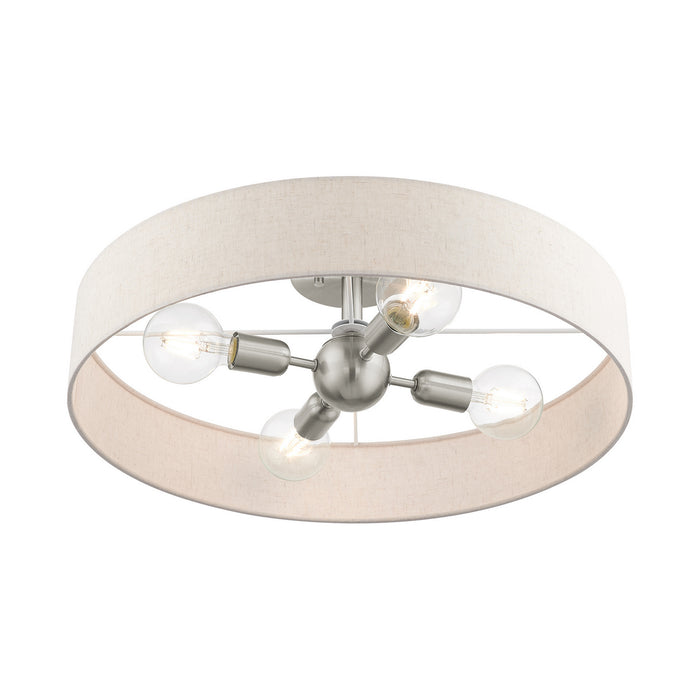 Livex Lighting 46038-91 Four Light Semi Flush Mount, Brushed Nickel