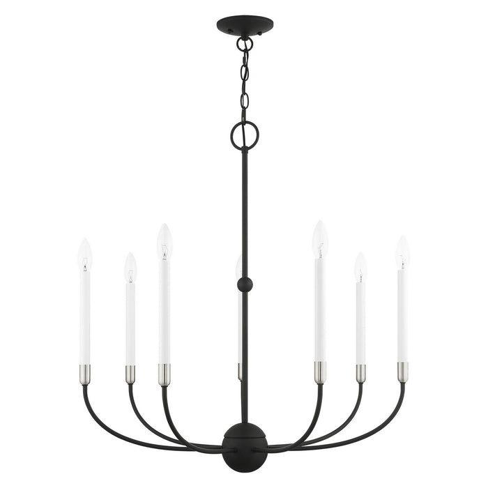 Livex Lighting 46067-04 Seven Light Chandelier, Black w/ Brushed Nickels