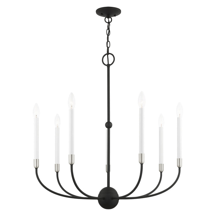 Livex Lighting 46067-04 Seven Light Chandelier, Black w/ Brushed Nickels