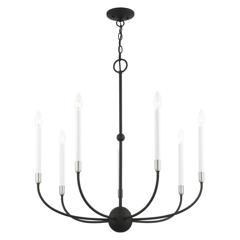 Livex Lighting 46067-04 Seven Light Chandelier, Black w/ Brushed Nickels