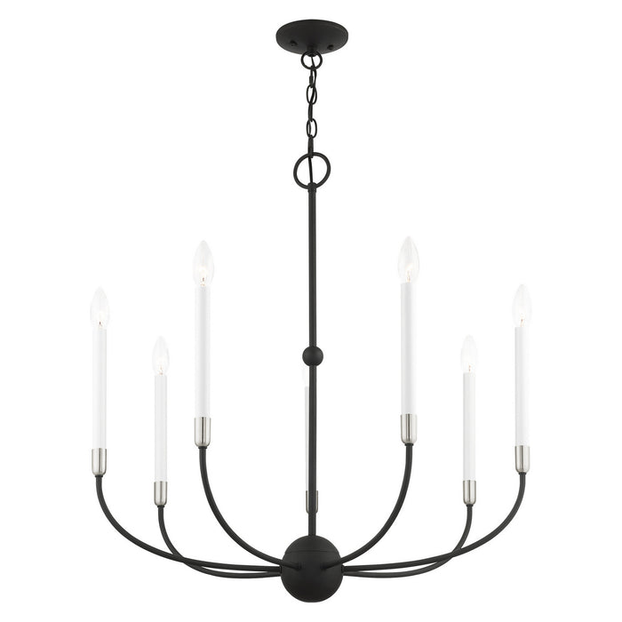 Livex Lighting 46067-04 Seven Light Chandelier, Black w/ Brushed Nickels