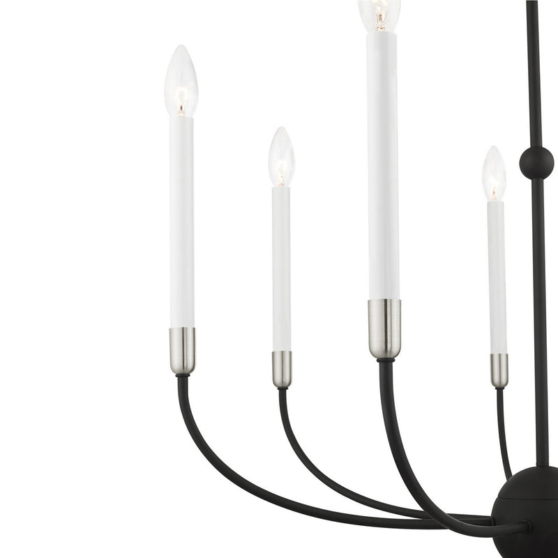 Livex Lighting 46067-04 Seven Light Chandelier, Black w/ Brushed Nickels