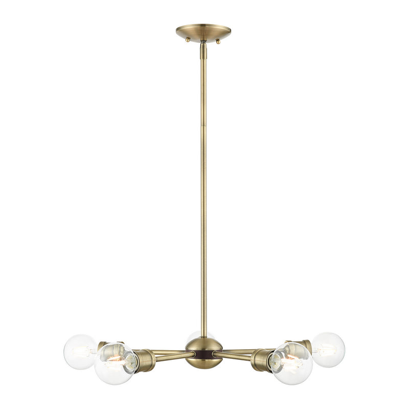 Livex Lighting 46135-01 Five Light Chandelier, Antique Brass w/ Bronzes