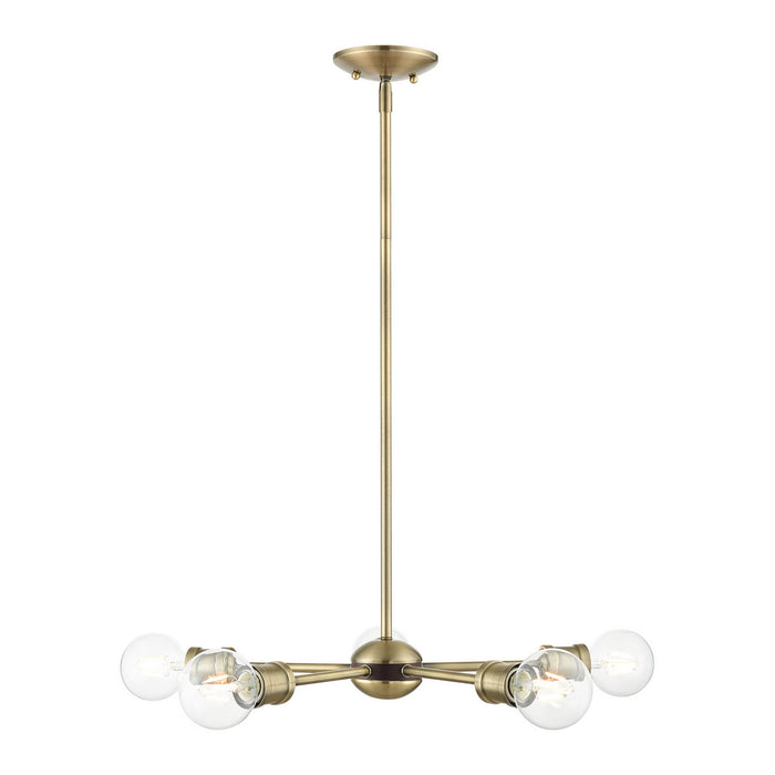 Livex Lighting 46135-01 Five Light Chandelier, Antique Brass w/ Bronzes
