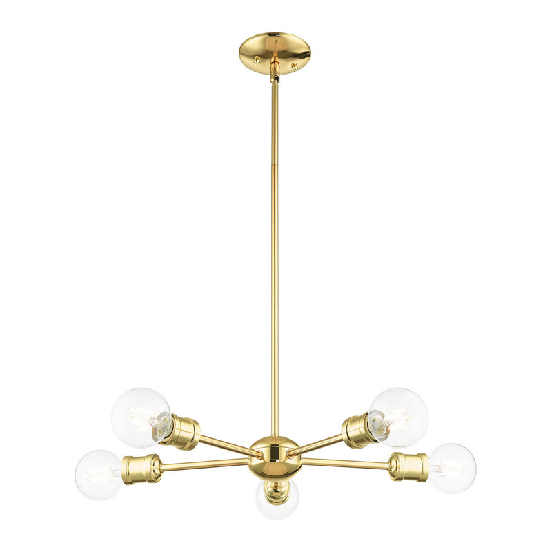 Livex Lighting 46135-02 Five Light Chandelier, Polished Brass