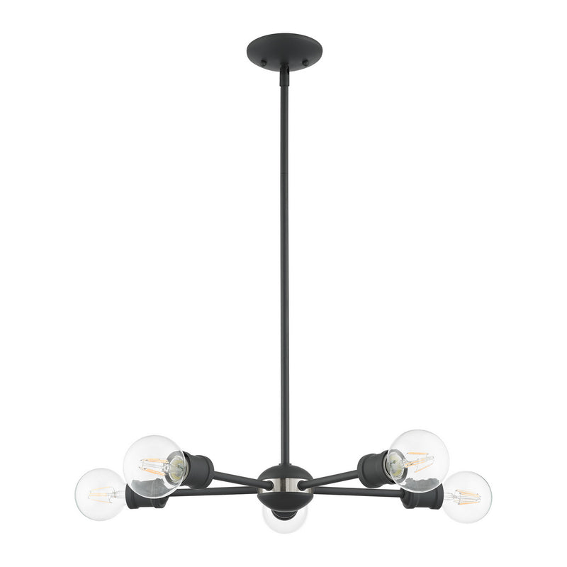 Livex Lighting 46135-76 Five Light Chandelier, Scandinavian Gray w/ Brushed Nickels