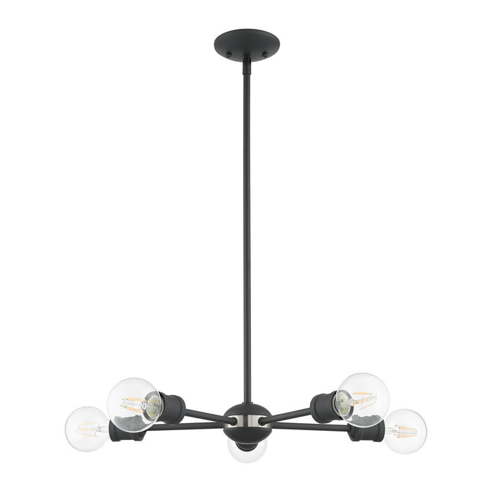 Livex Lighting 46135-76 Five Light Chandelier, Scandinavian Gray w/ Brushed Nickels