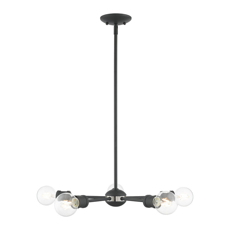Livex Lighting 46135-76 Five Light Chandelier, Scandinavian Gray w/ Brushed Nickels