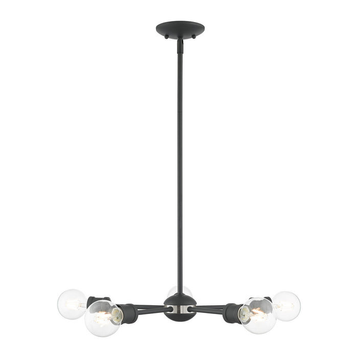 Livex Lighting 46135-76 Five Light Chandelier, Scandinavian Gray w/ Brushed Nickels