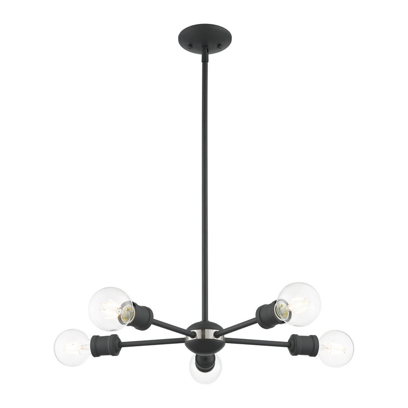Livex Lighting 46135-76 Five Light Chandelier, Scandinavian Gray w/ Brushed Nickels