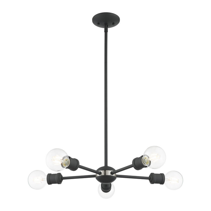 Livex Lighting 46135-76 Five Light Chandelier, Scandinavian Gray w/ Brushed Nickels