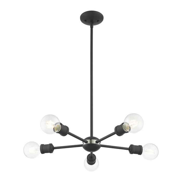 Livex Lighting 46135-76 Five Light Chandelier, Scandinavian Gray w/ Brushed Nickels