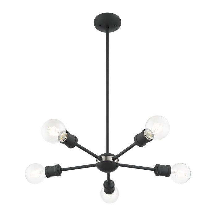 Livex Lighting 46135-76 Five Light Chandelier, Scandinavian Gray w/ Brushed Nickels