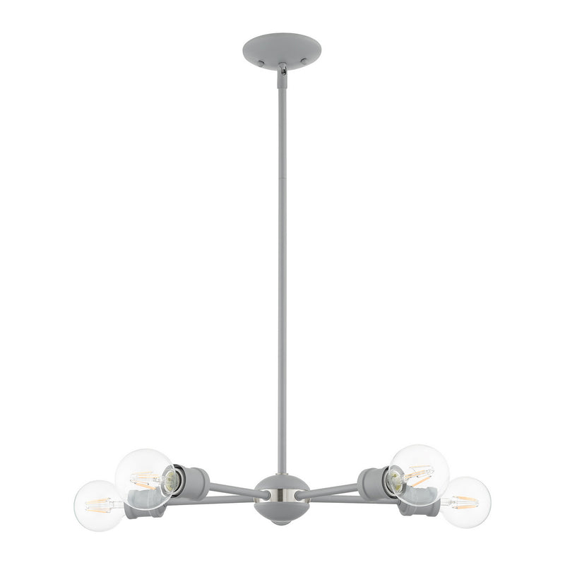 Livex Lighting 46135-80 Five Light Chandelier, Nordic Gray w/ Brushed Nickels