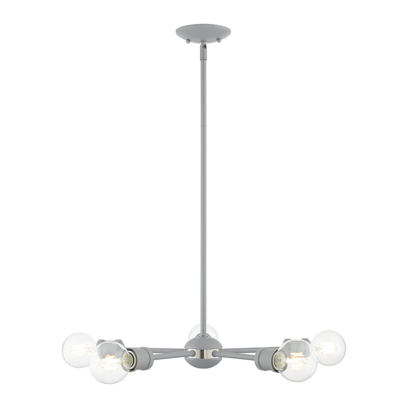 Livex Lighting 46135-80 Five Light Chandelier, Nordic Gray w/ Brushed Nickels
