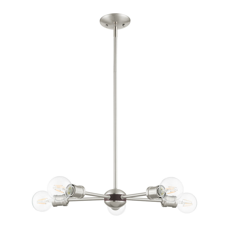 Livex Lighting 46135-91 Five Light Chandelier, Brushed Nickel w/ Bronzes