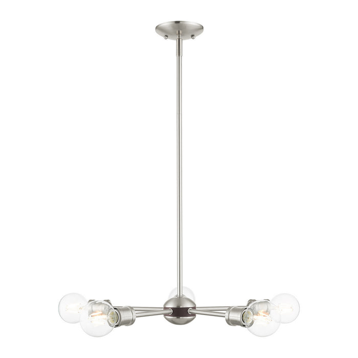 Livex Lighting 46135-91 Five Light Chandelier, Brushed Nickel w/ Bronzes