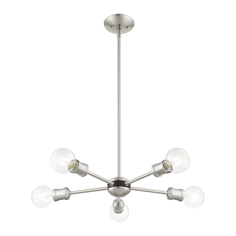 Livex Lighting 46135-91 Five Light Chandelier, Brushed Nickel w/ Bronzes