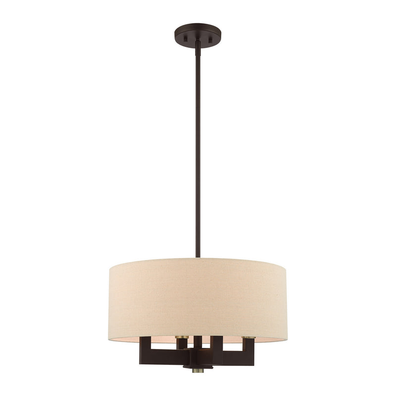 Livex Lighting 46164-07 Four Light Chandelier, Bronze with Antique Brass