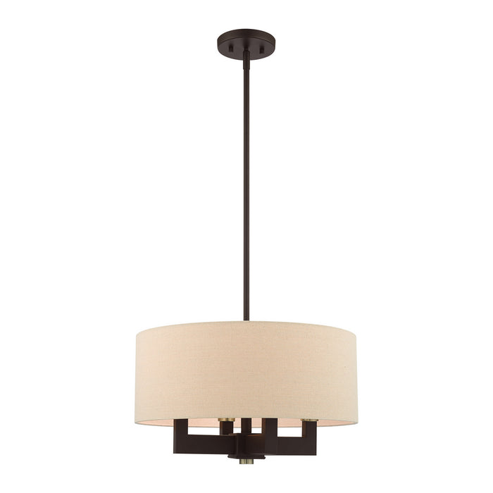 Livex Lighting 46164-07 Four Light Chandelier, Bronze with Antique Brass