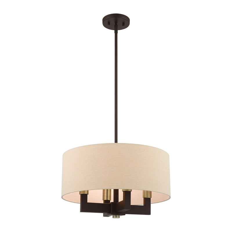 Livex Lighting 46164-07 Four Light Chandelier, Bronze with Antique Brass