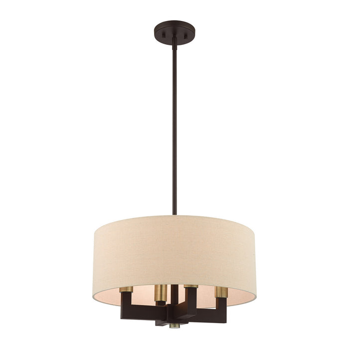 Livex Lighting 46164-07 Four Light Chandelier, Bronze with Antique Brass
