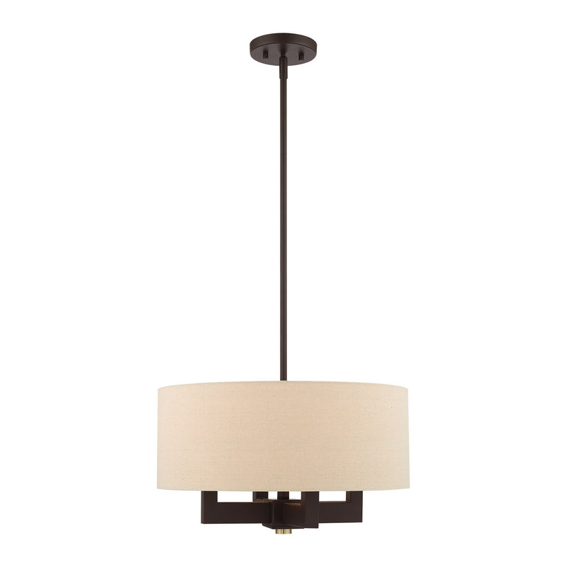 Livex Lighting 46164-07 Four Light Chandelier, Bronze with Antique Brass