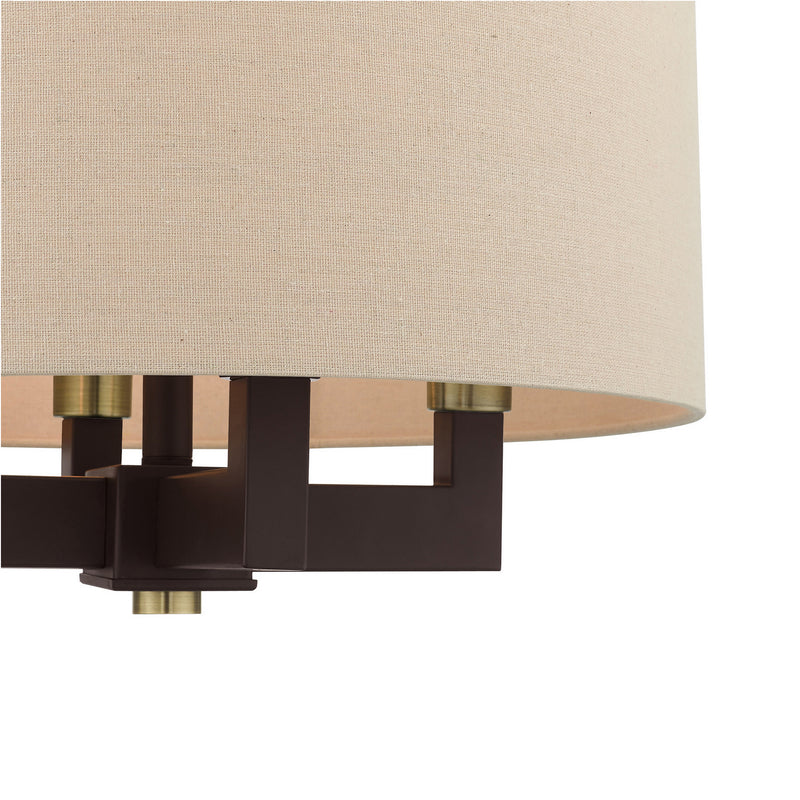 Livex Lighting 46164-07 Four Light Chandelier, Bronze with Antique Brass