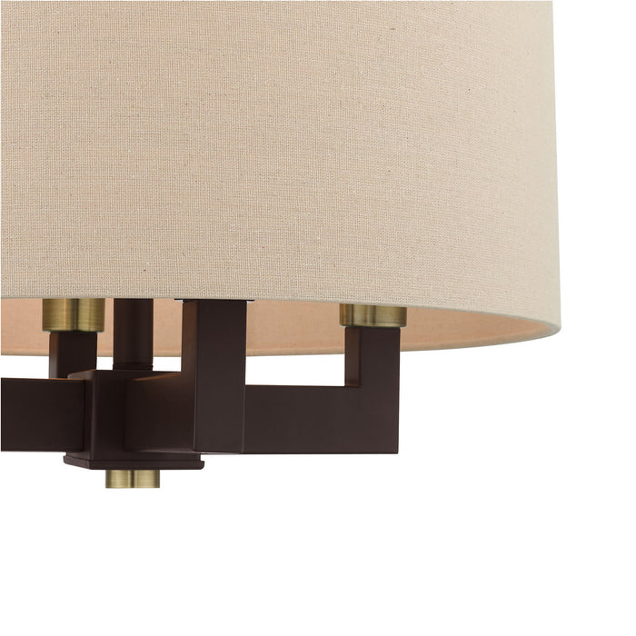 Livex Lighting 46164-07 Four Light Chandelier, Bronze with Antique Brass