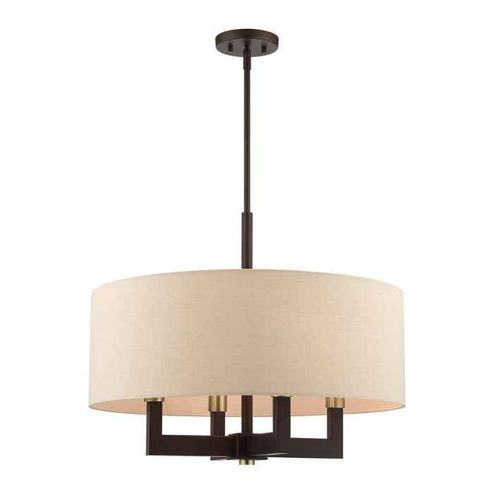 Livex Lighting 46166-07 Four Light Chandelier, Bronze with Antique Brass