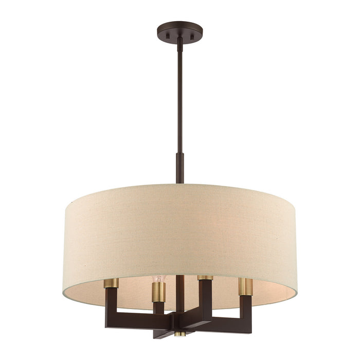 Livex Lighting 46166-07 Four Light Chandelier, Bronze with Antique Brass