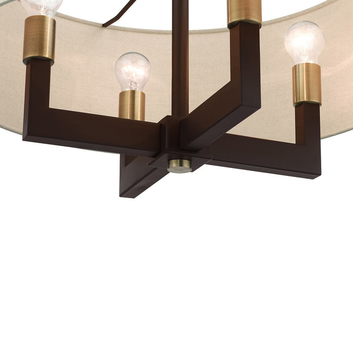 Livex Lighting 46166-07 Four Light Chandelier, Bronze with Antique Brass