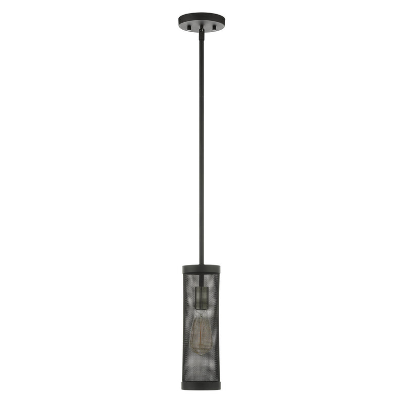 Livex Lighting 46211-04 One Light Pendant, Black w/ Brushed Nickels