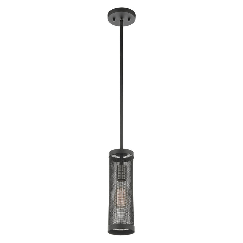 Livex Lighting 46211-04 One Light Pendant, Black w/ Brushed Nickels