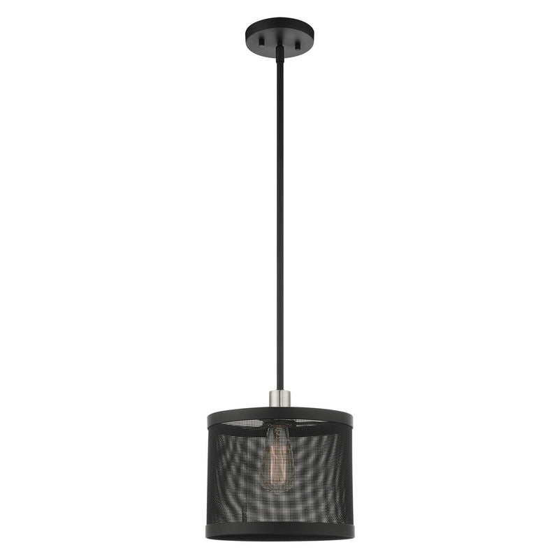 Livex Lighting 46212-04 One Light Pendant, Black w/ Brushed Nickels