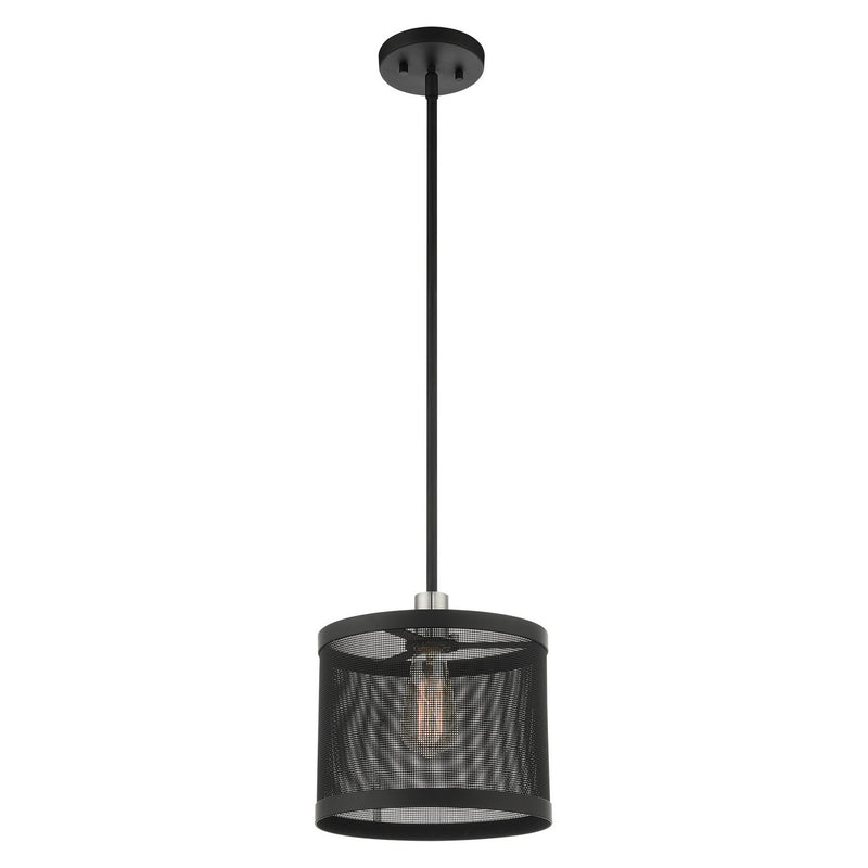 Livex Lighting 46212-04 One Light Pendant, Black w/ Brushed Nickels