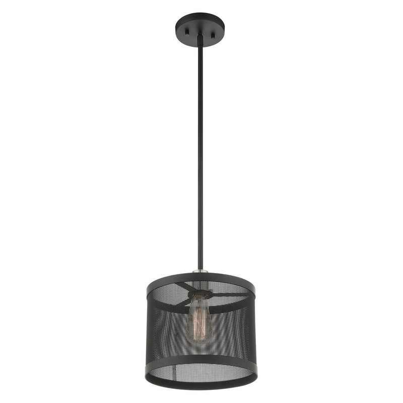 Livex Lighting 46212-04 One Light Pendant, Black w/ Brushed Nickels