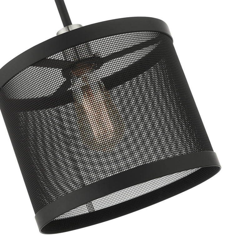 Livex Lighting 46212-04 One Light Pendant, Black w/ Brushed Nickels