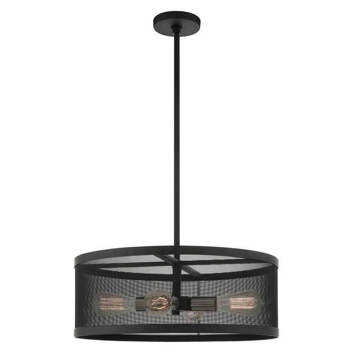 Livex Lighting 46214-04 Four Light Chandelier, Black w/ Brushed Nickels