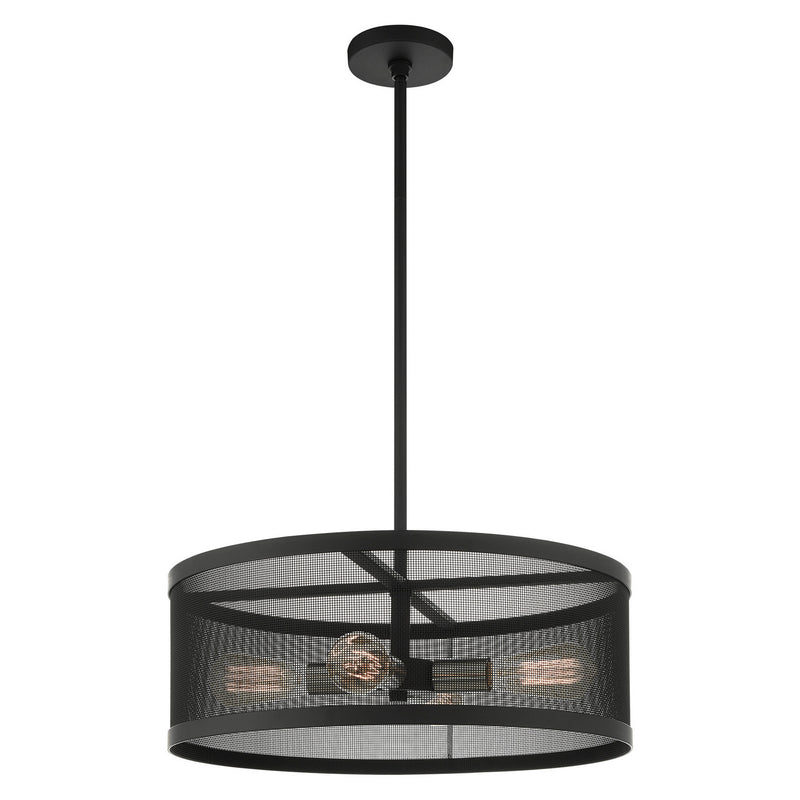 Livex Lighting 46214-04 Four Light Chandelier, Black w/ Brushed Nickels
