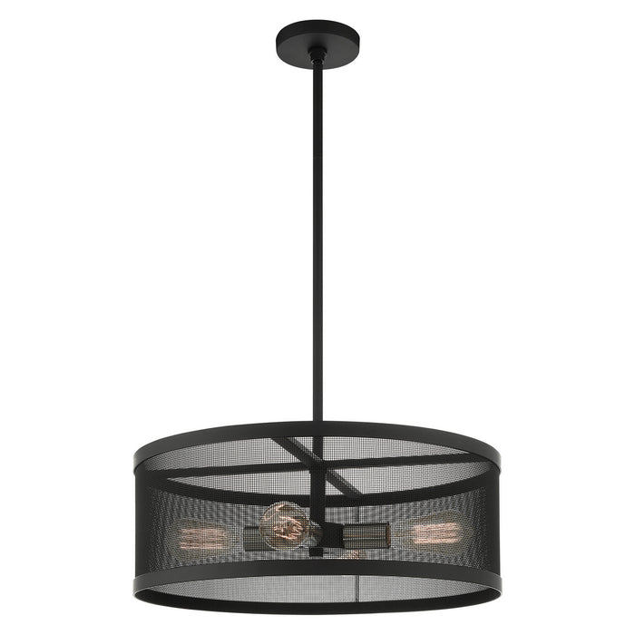 Livex Lighting 46214-04 Four Light Chandelier, Black w/ Brushed Nickels