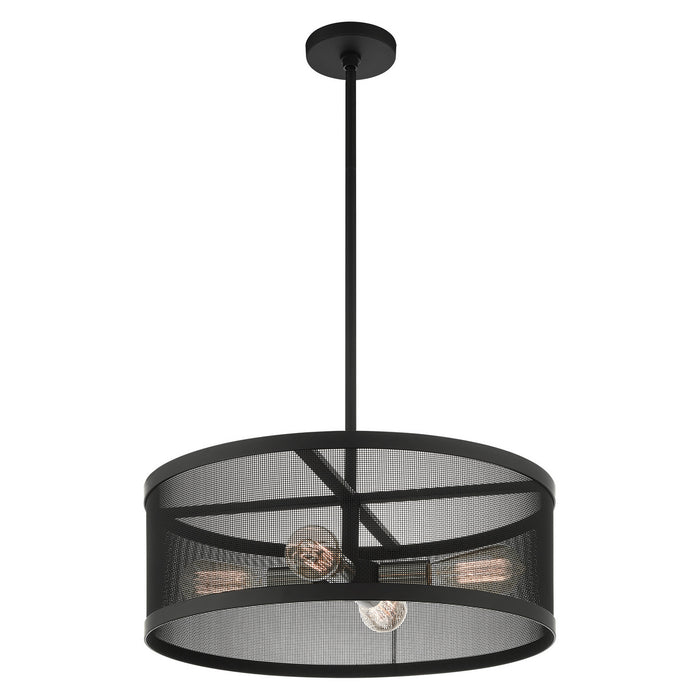 Livex Lighting 46214-04 Four Light Chandelier, Black w/ Brushed Nickels