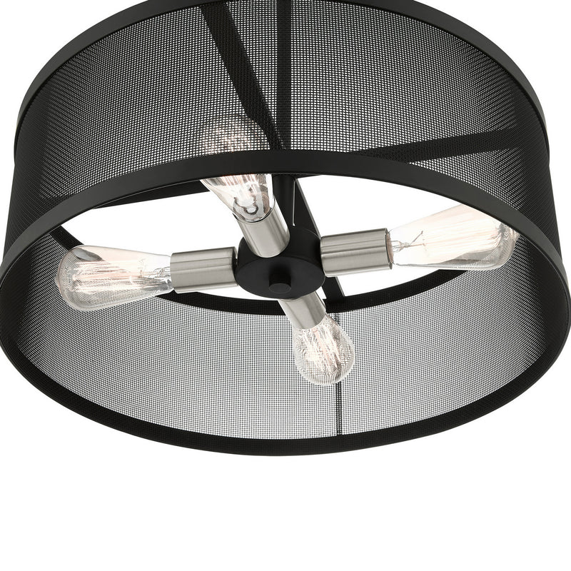 Livex Lighting 46214-04 Four Light Chandelier, Black w/ Brushed Nickels