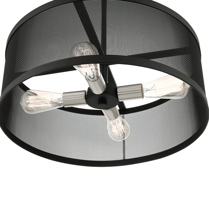 Livex Lighting 46214-04 Four Light Chandelier, Black w/ Brushed Nickels