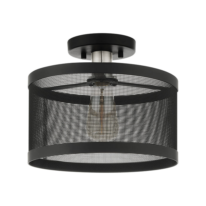 Livex Lighting 46216-04 One Light Semi Flush Mount, Black w/ Brushed Nickels