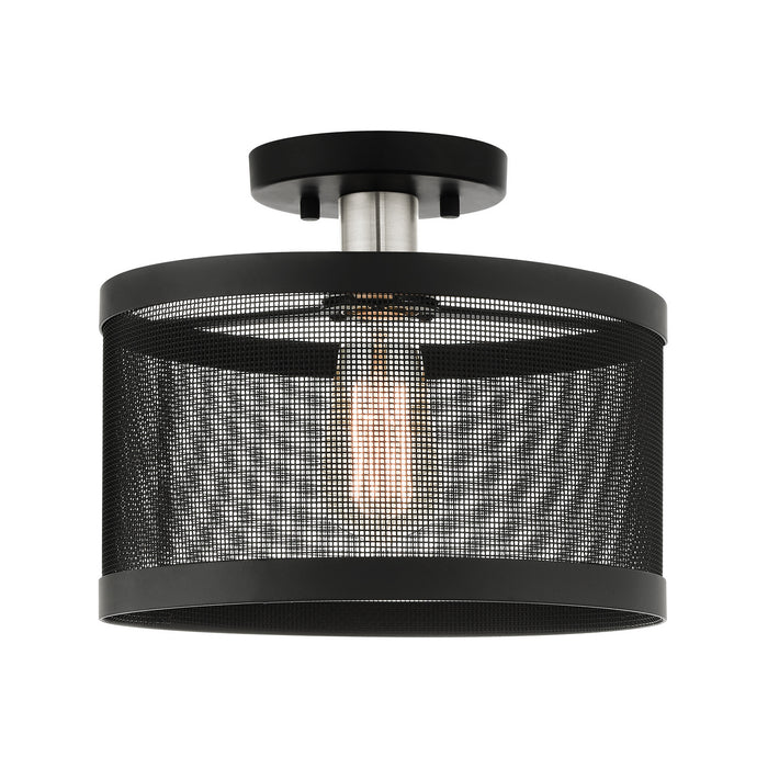 Livex Lighting 46216-04 One Light Semi Flush Mount, Black w/ Brushed Nickels