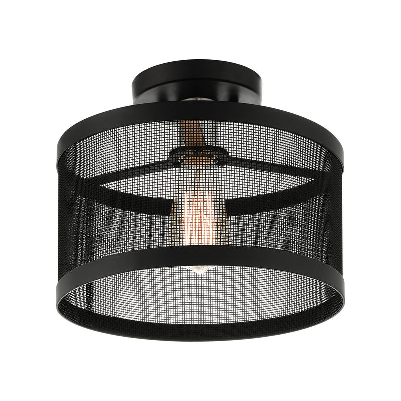 Livex Lighting 46216-04 One Light Semi Flush Mount, Black w/ Brushed Nickels