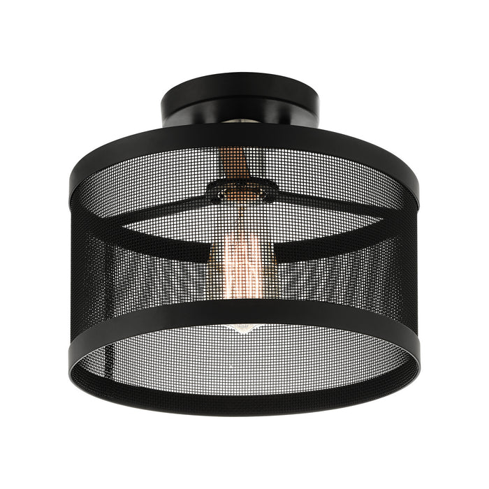 Livex Lighting 46216-04 One Light Semi Flush Mount, Black w/ Brushed Nickels