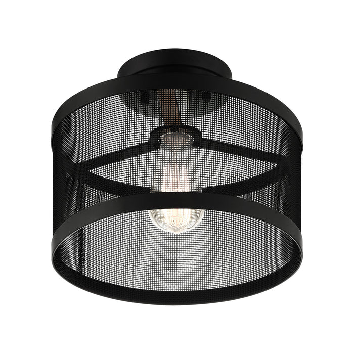Livex Lighting 46216-04 One Light Semi Flush Mount, Black w/ Brushed Nickels
