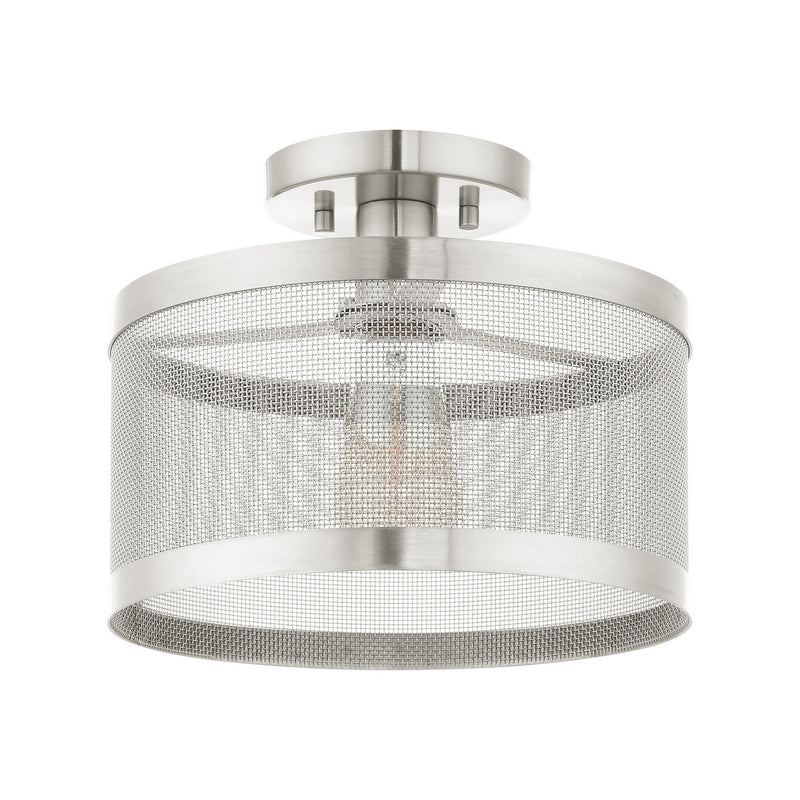 Livex Lighting 46216-91 One Light Semi Flush Mount, Brushed Nickel